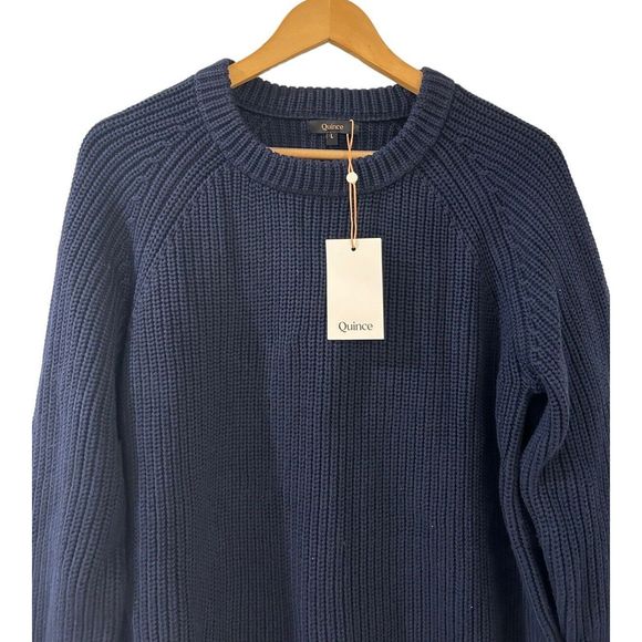 (Sold)Quince Knit Sweater  Cotton Chunky Knit Size Large Womens NWT Navy Blue - Picture 2 of 10